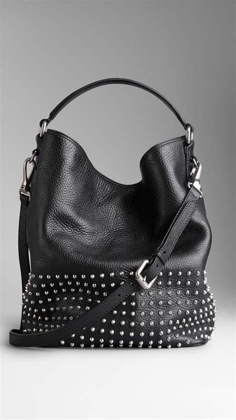 burberry medium studded leather hobo bag|Burberry over the shoulder bags.